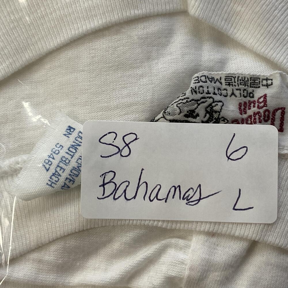 Vintage Bahamas T Shirt Large White Neon Puff Paint Tropical Single Stitch 80s - Picture 14 of 14